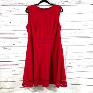 Calvin Klein Dress‎ Womens Plus Size 14W Fit & Flare Red Sleeveless